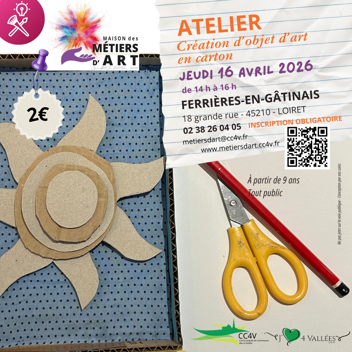 Atelier création d&rsquo;objet d&rsquo;art en carton